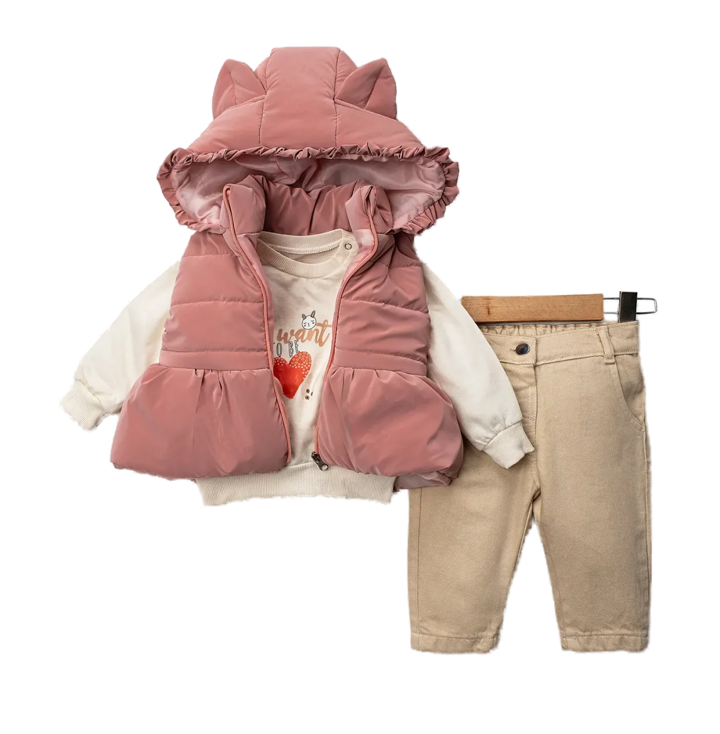 Model 4033 — Kız bebek yelek, sweatshirt ve pantolon — Model 4033, 9–24 Ay